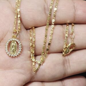 14k Gold Plated Virgin Mary Pendant Necklace For Kods